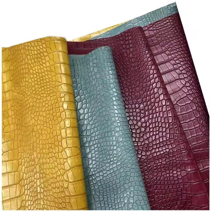 Artificial Leather Manufacture Embossing Crocodile Pattern PU Synthetic Leather Matte Crocodile Faux PU Leather